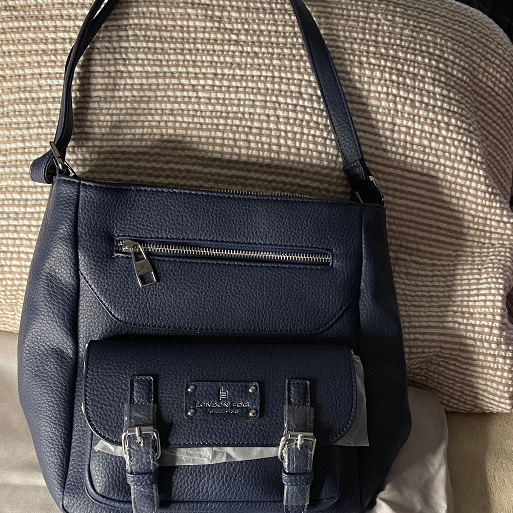 London Fog Stacey NWT Navy Blue Shoulder Bag by London Fog 100th Anniversary NEW